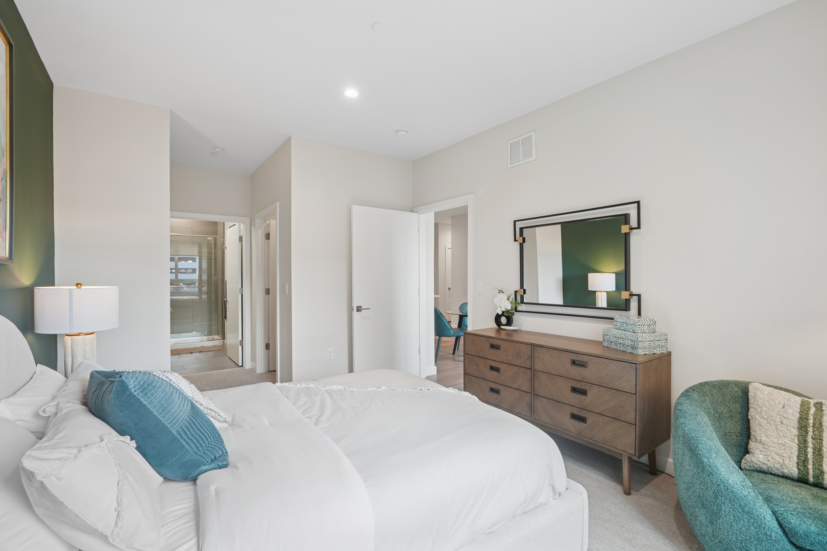 Bedroom in one of Embark's luxury apartments in East Orange, NJ
