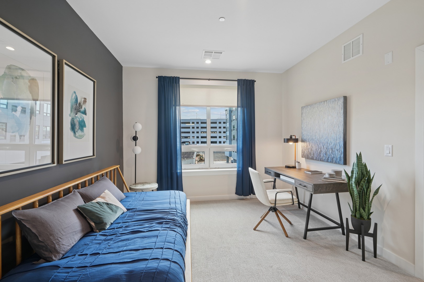 Bedroom in one of Embark's luxury apartments in East Orange, NJ